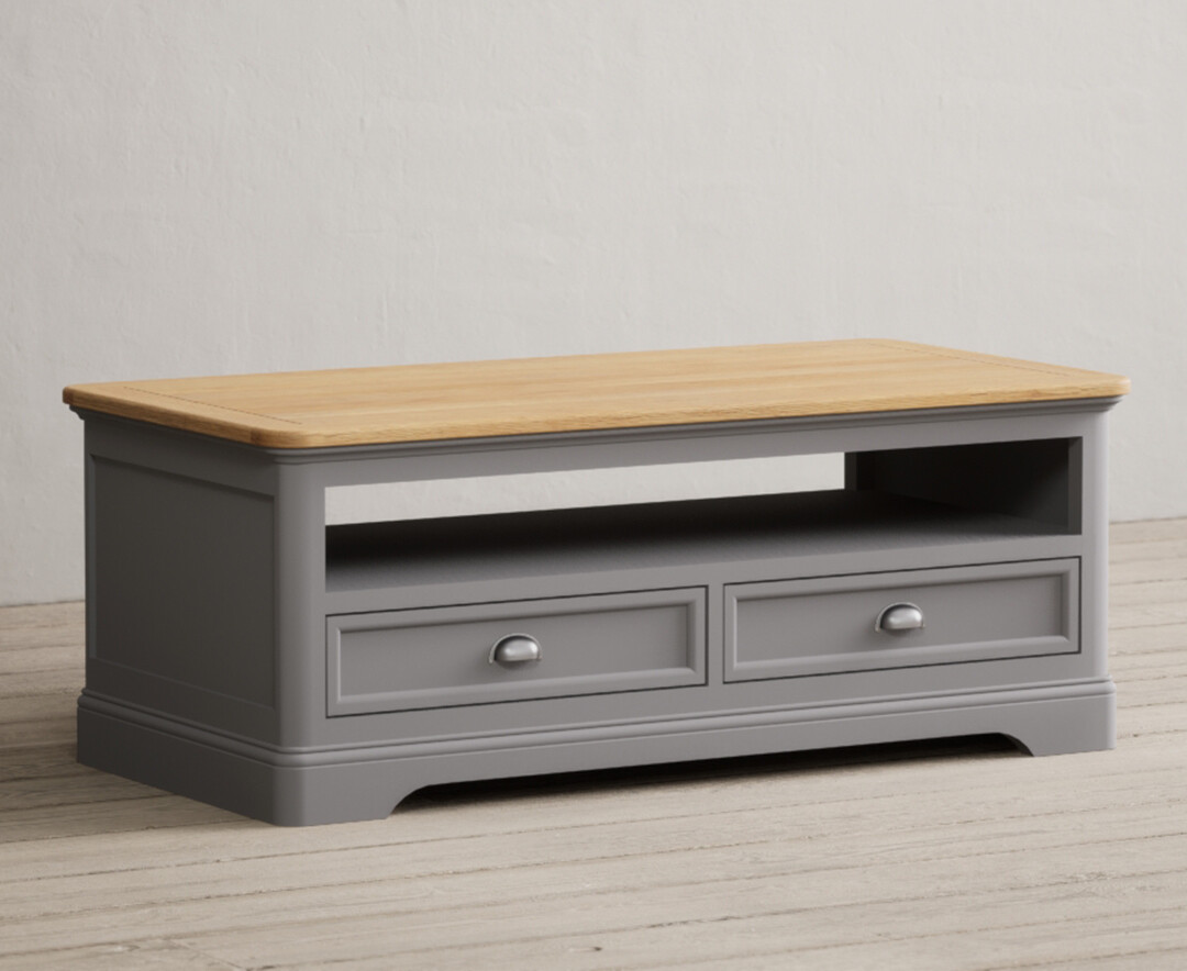 Photo 1 of Bridstow oak and light grey painted 4 drawer coffee table