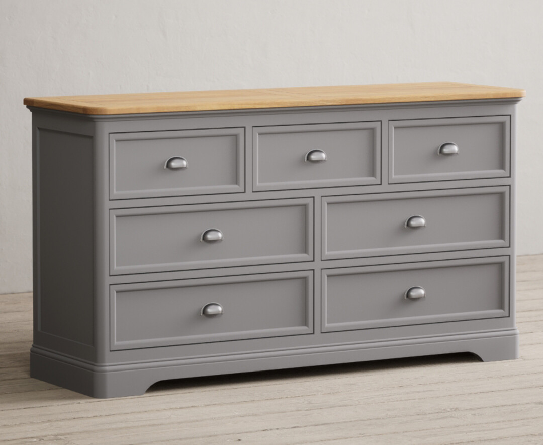 Photo 1 of Bridstow oak and light grey painted wide chest of drawers