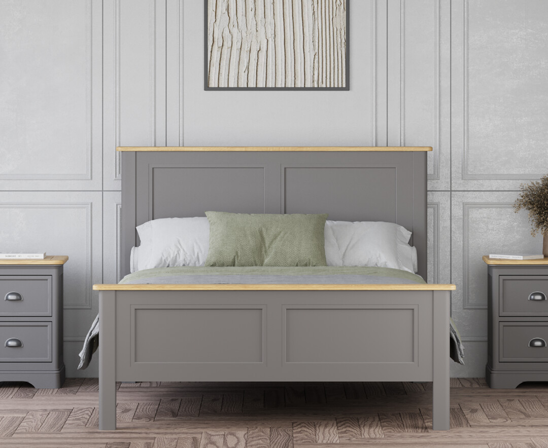 Felton Oak and Light Grey Painted Double Bed