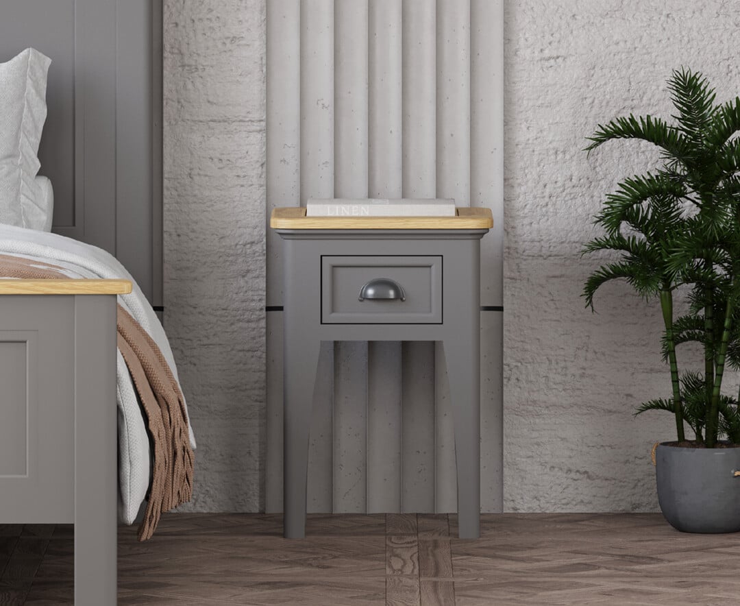 Felton Oak And Light Grey Painted 1 Drawer Bedside Table