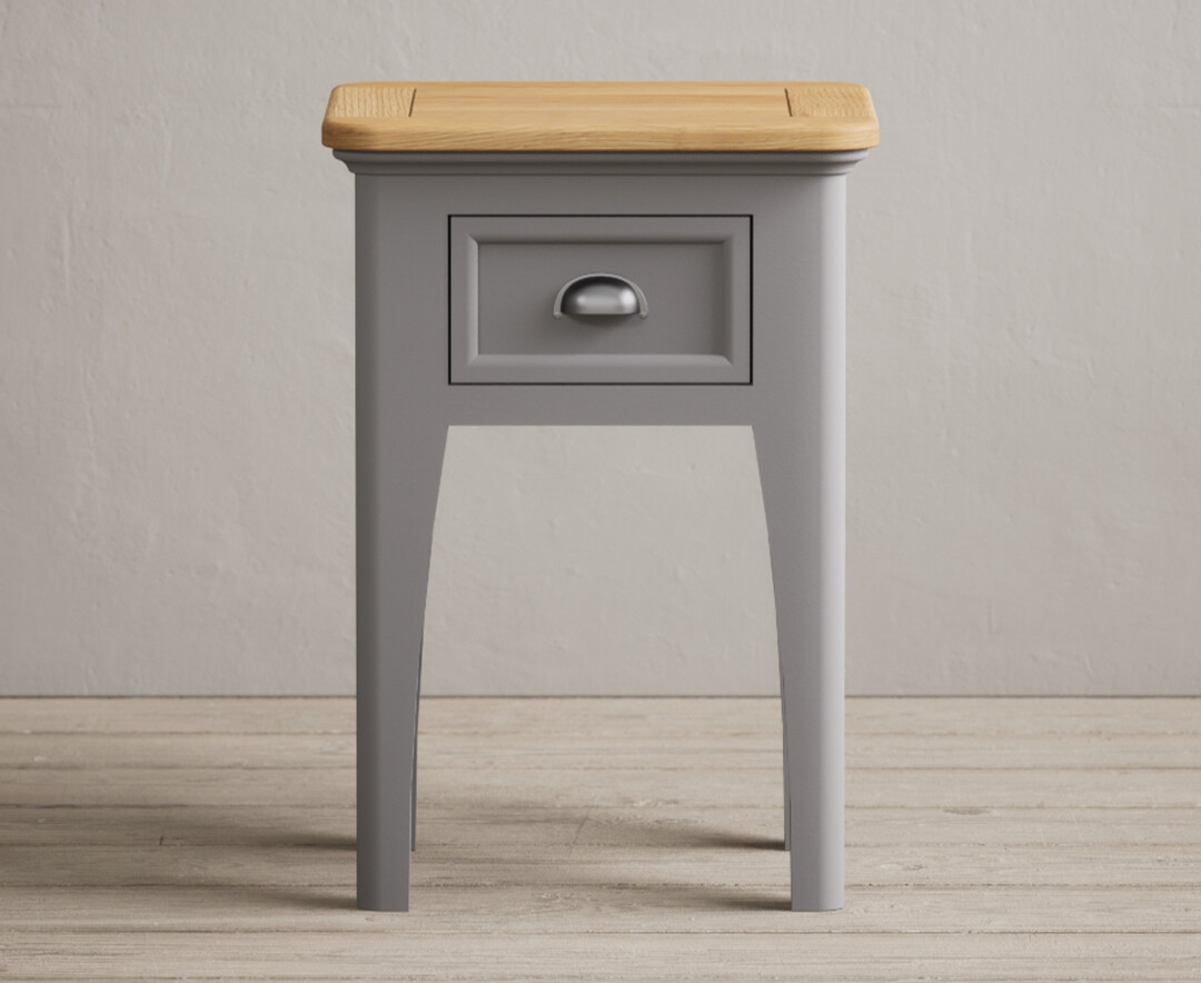 Product photograph of Bridstow Oak And Light Grey Painted 1 Drawer Bedside from Oak Furniture Superstore