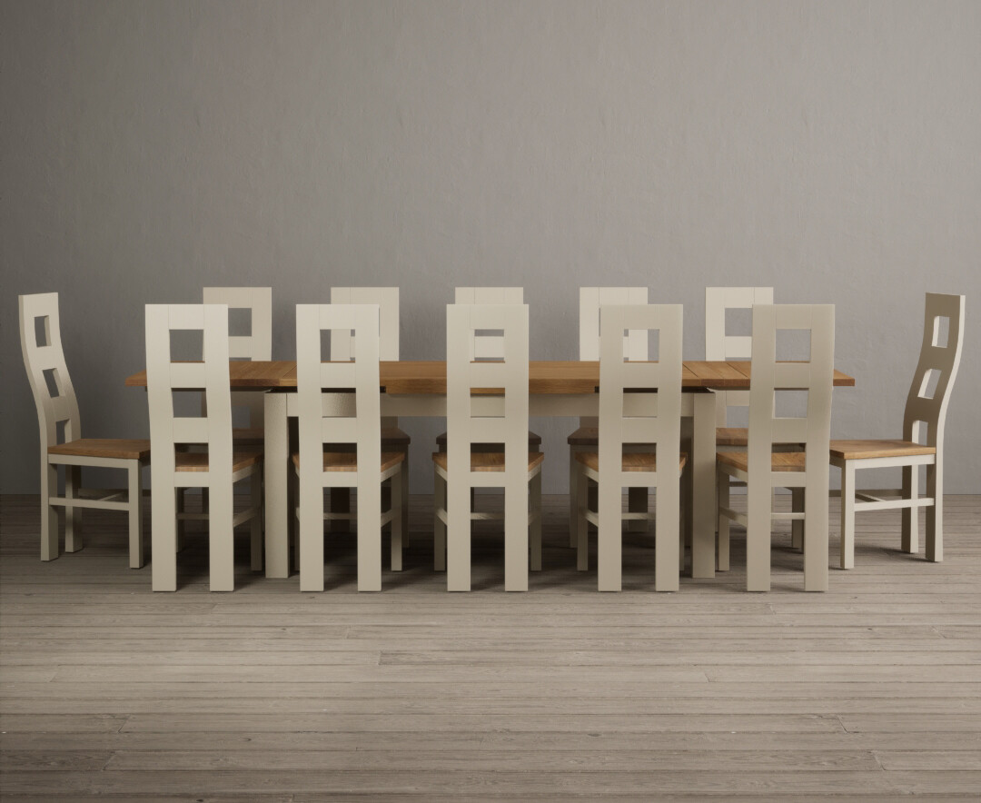 Product photograph of Extending Buxton 140cm Oak And Cream Painted Dining Table With 8 Charcoal Grey Painted Chairs from Oak Furniture Superstore