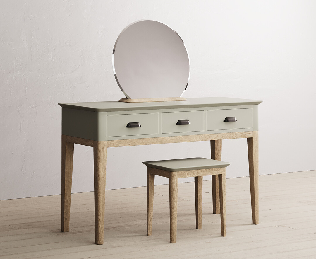 Photo 1 of Ancona oak and soft green painted dressing table set