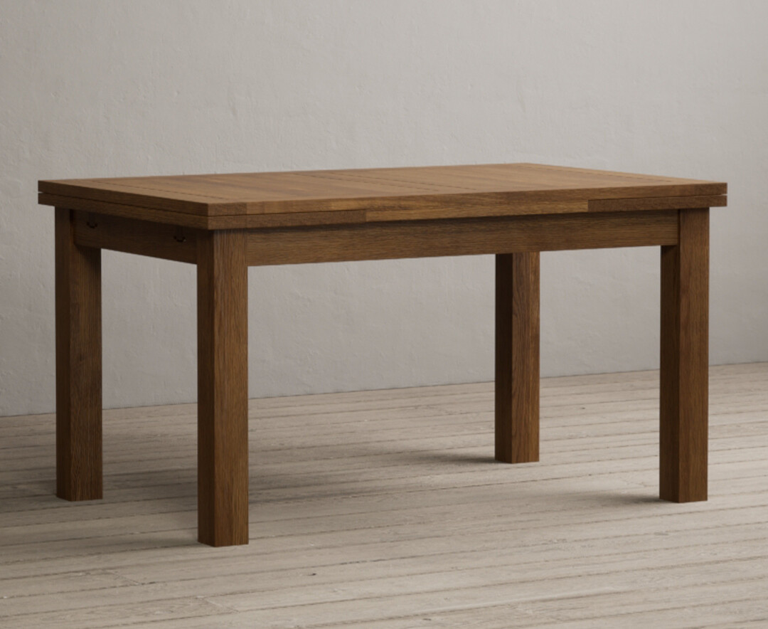 Product photograph of Hampshire 140cm Rustic Solid Oak Extending Dining Table from Oak Furniture Superstore