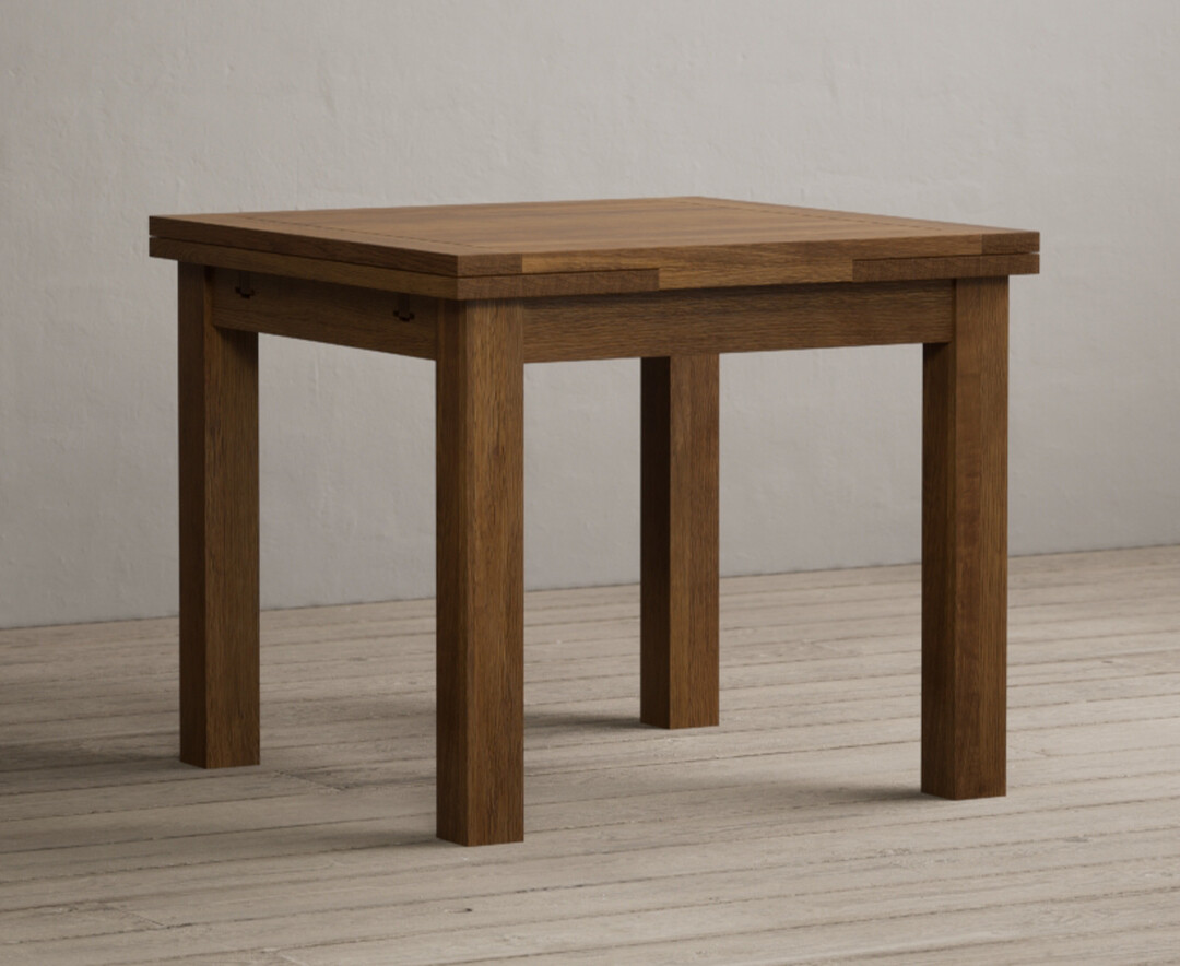Product photograph of Extending Hampshire 90cm Rustic Solid Oak Dining Table from Oak Furniture Superstore