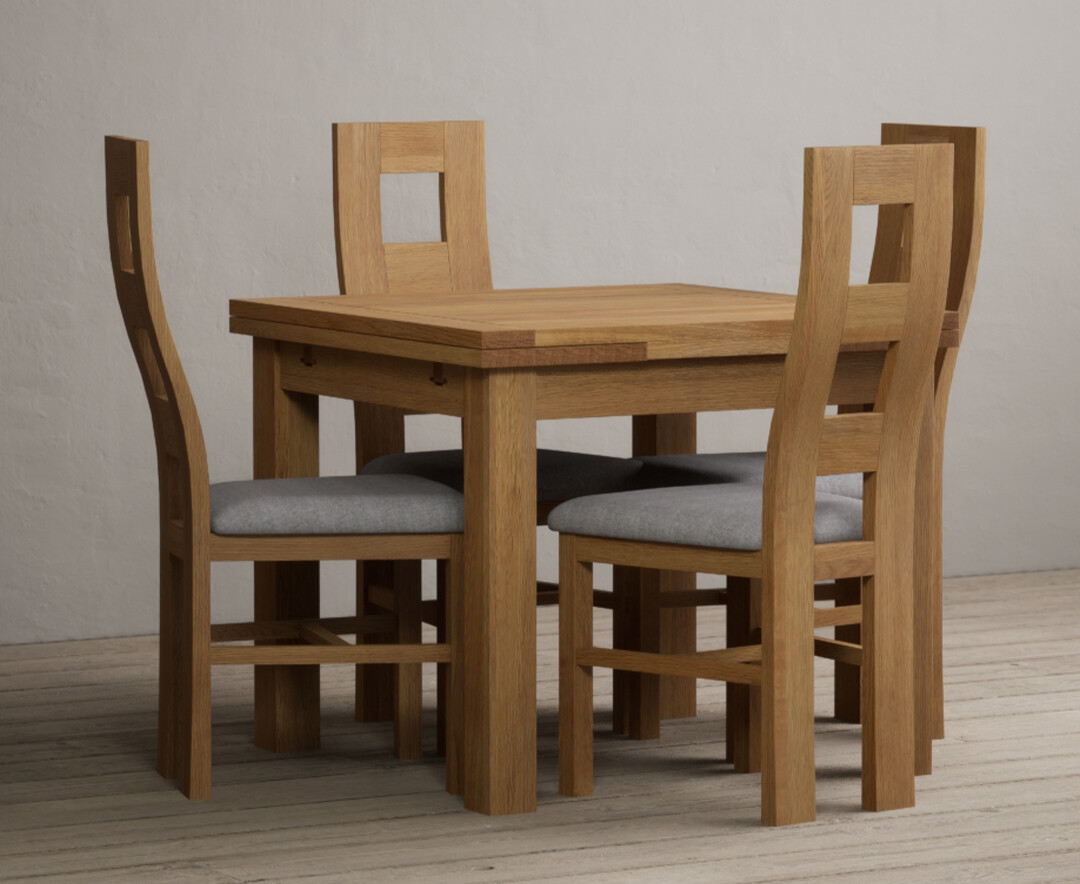 Photo 4 of Extending buxton 90cm solid oak dining table with 6 oak natural chairs