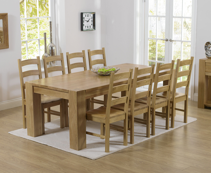 Thames 220cm Oak Dining Table With, Large Solid Oak Dining Table