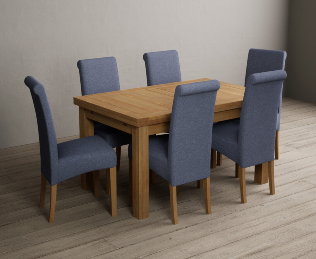 Photo 2 of Extending hampshire 140cm solid oak dining table with 6 natural scroll back chairs