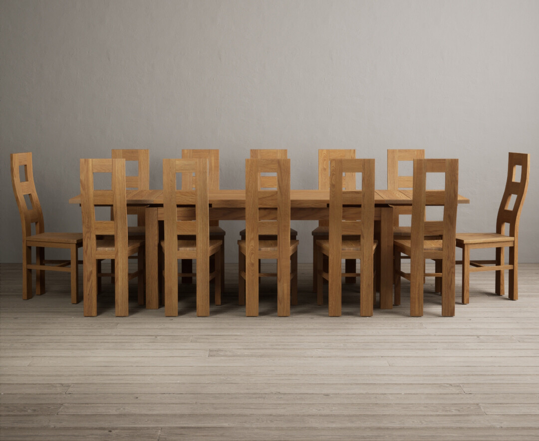 Product photograph of Hampshire 180cm Solid Oak Extending Dining Table With 6 Oak Flow Back Chairs With Oak Seats from Oak Furniture Superstore.