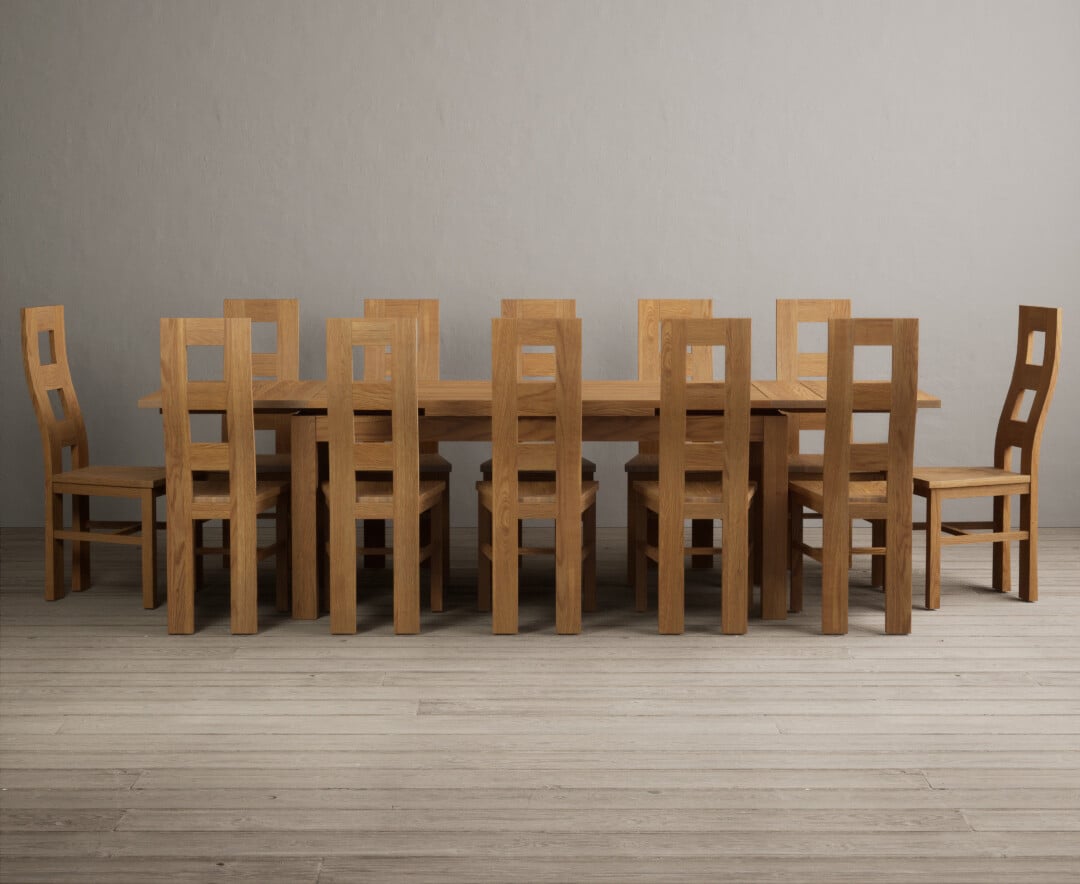 Product photograph of Buxton 180cm Solid Oak Extending Dining Table With 6 Oak Flow Back Chairs With Oak Seats from Oak Furniture Superstore.