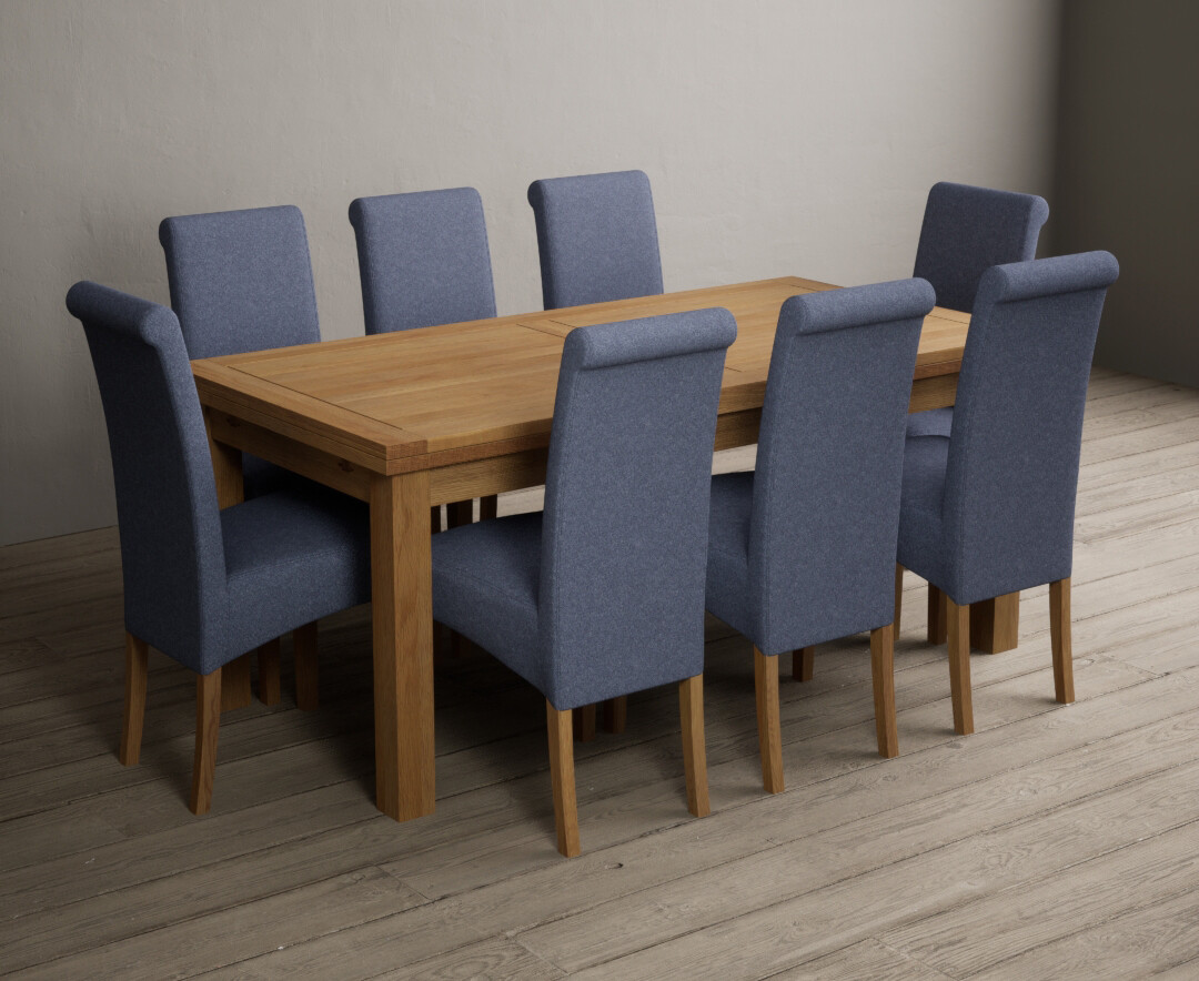 Photo 1 of Hampshire 180cm solid oak extending dining table with 12 natural scroll back chairs