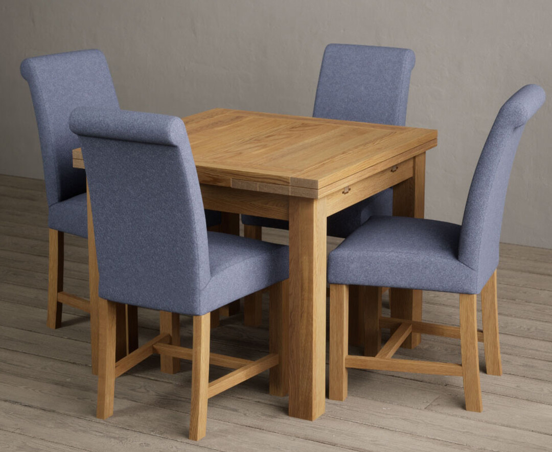 Photo 2 of Extending hampshire 90cm solid oak dining table with 6 grey braced leg chairs