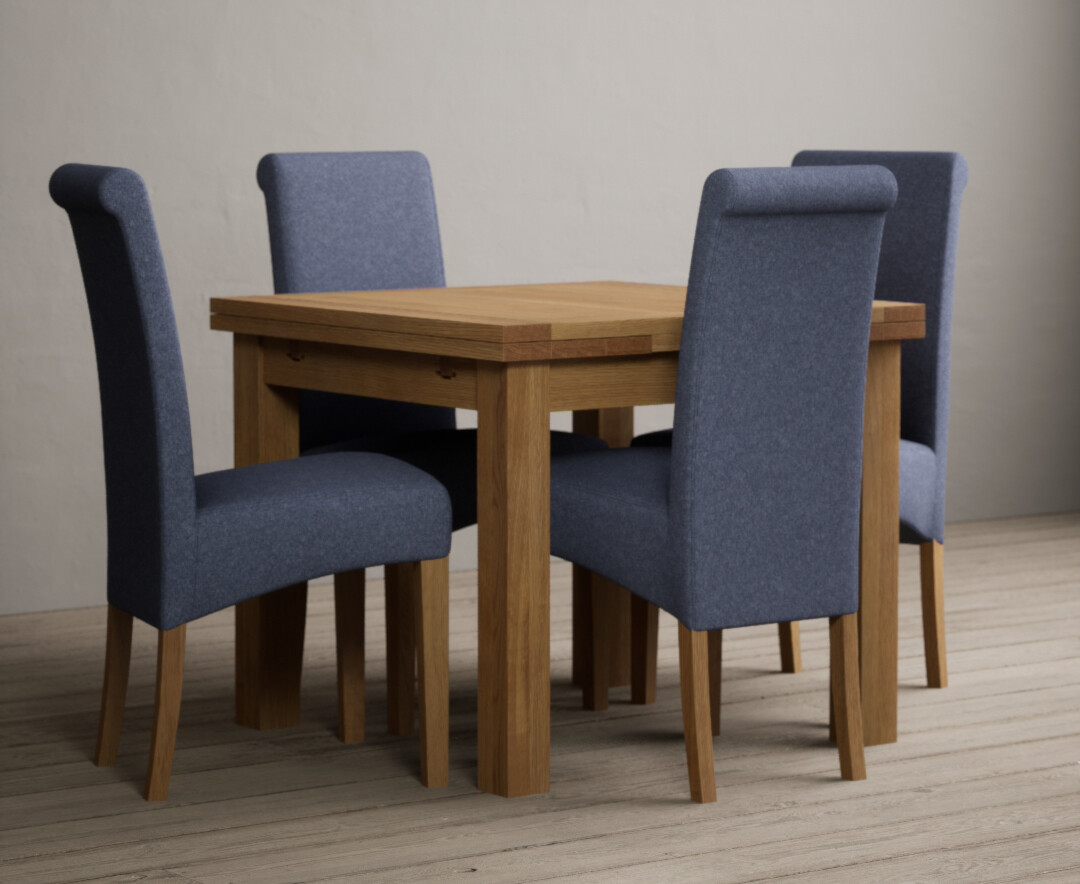 Photo 1 of Extending hampshire 90cm solid oak dining table with 6 natural scroll back chairs
