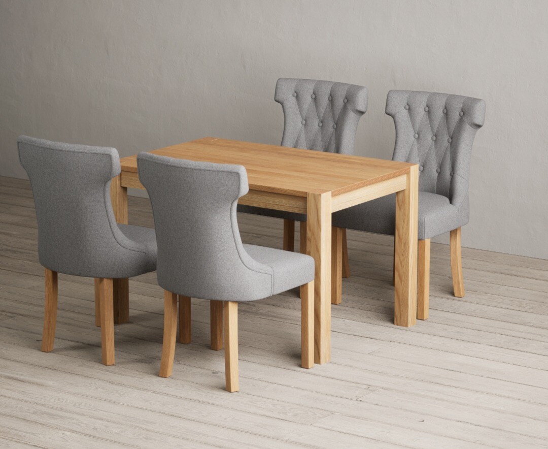 Product photograph of Thetford 120cm Oak Dining Table With 4 Natural Clara Chairs from Oak Furniture Superstore