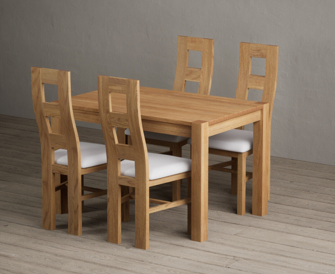 Product photograph of Thetford 120cm Oak Dining Table With 4 Charcoal Grey Natural Chairs from Oak Furniture Superstore
