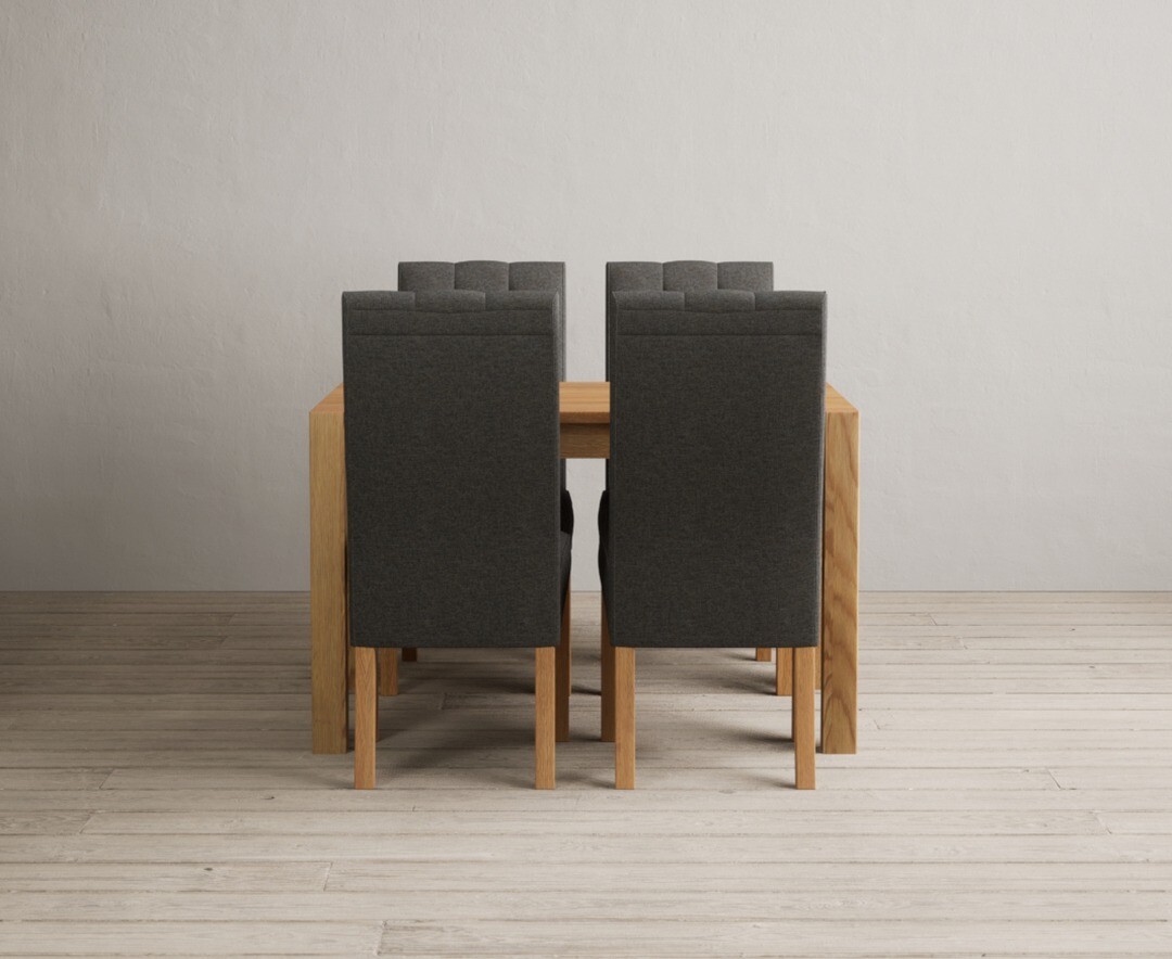 Product photograph of Thetford 120cm Oak Dining Table With 4 Grey Maya Chairs from Oak Furniture Superstore