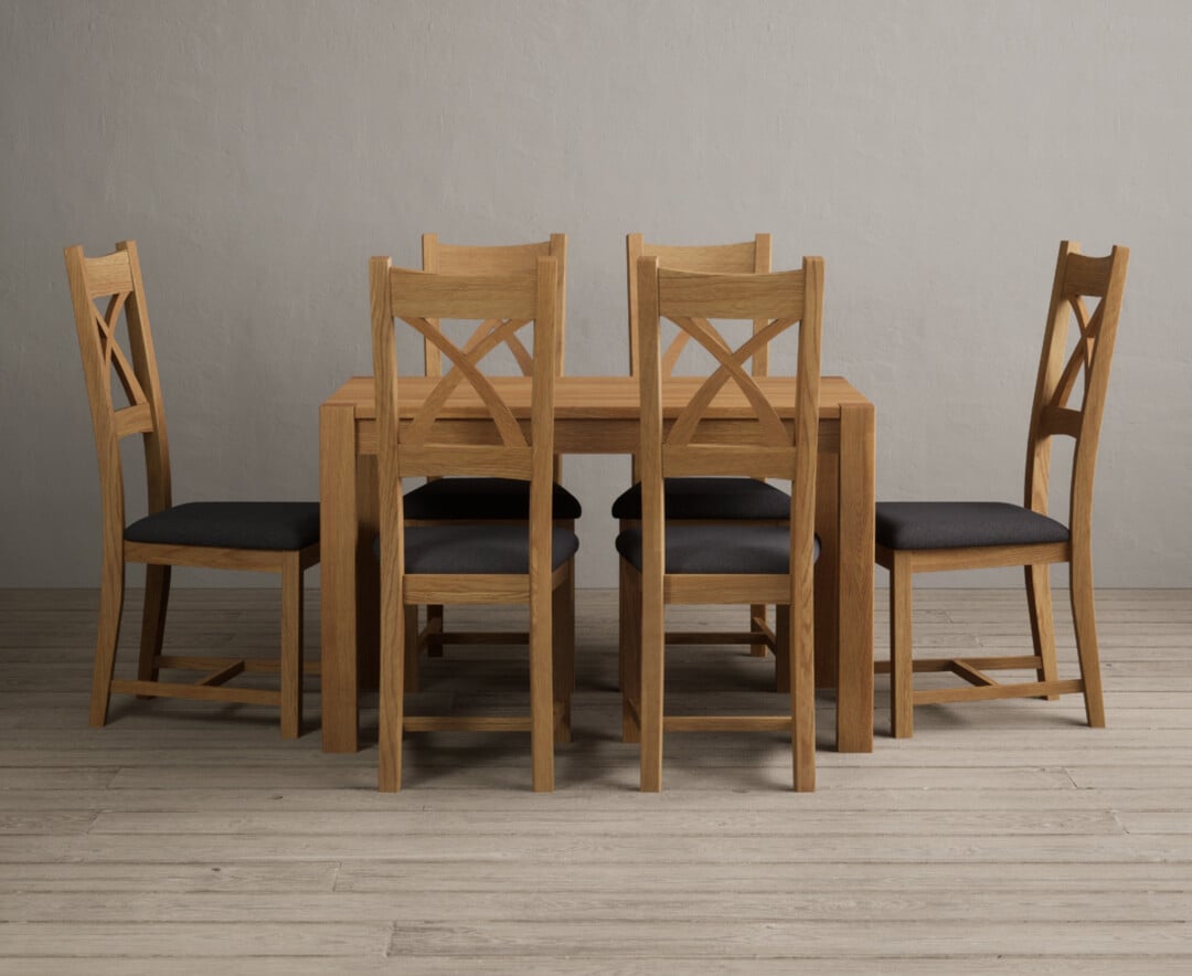 Thetford 120cm Oak Dining Table With 6 Oak Natural Chairs