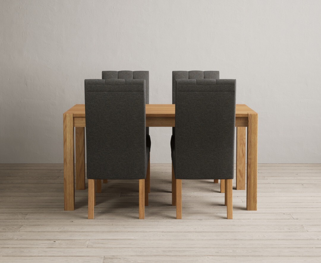 Product photograph of Thetford 150cm Oak Dining Table With 8 Grey Maya Chairs from Oak Furniture Superstore