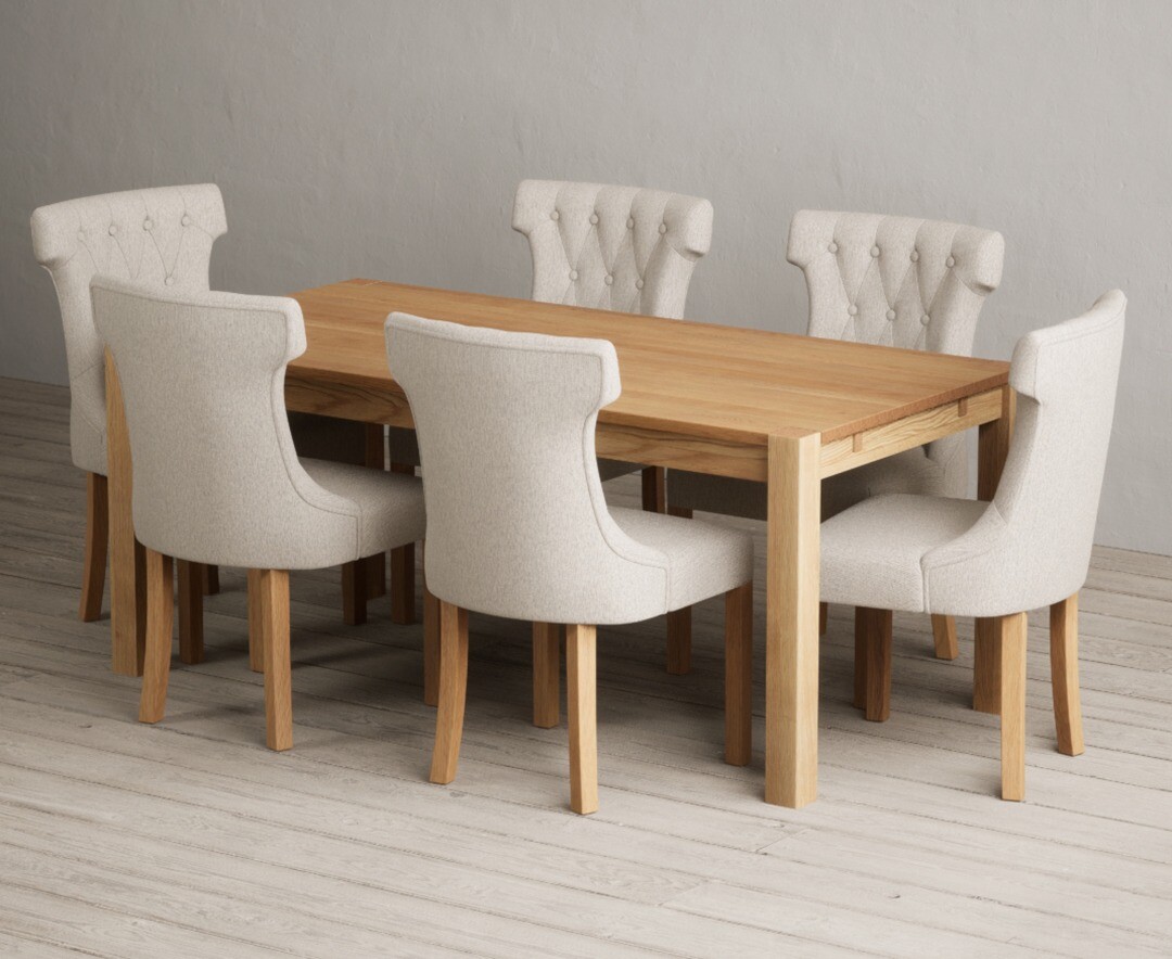 Product photograph of Thetford 180cm Oak Dining Table With 8 Natural Clara Chairs from Oak Furniture Superstore
