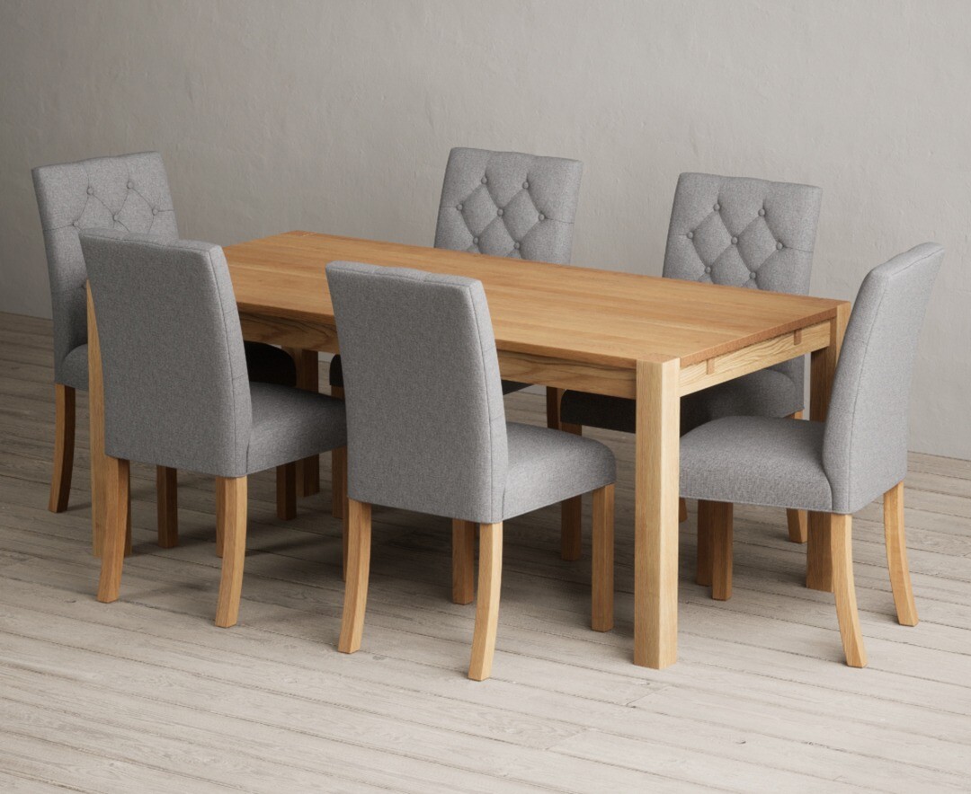 Product photograph of Thetford 180cm Oak Dining Table With 8 Natural Isabella Chairs from Oak Furniture Superstore
