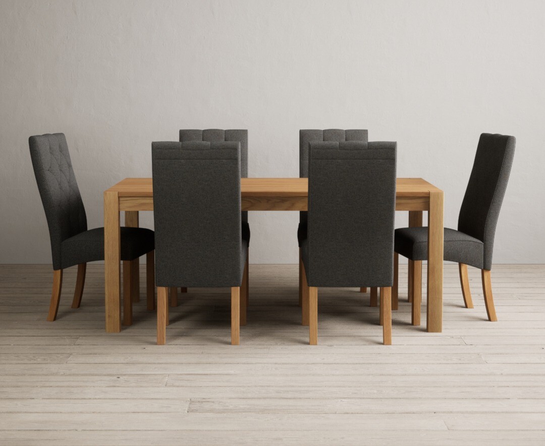 Product photograph of Thetford 180cm Oak Dining Table With 8 Grey Maya Chairs from Oak Furniture Superstore