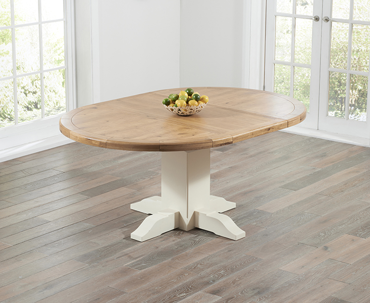 Product photograph of Extending Helmsley Oak Cream Painted Pedestal Dining Table from Oak Furniture Superstore