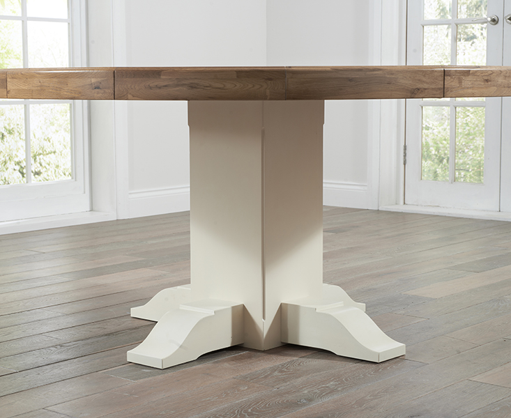 Photo 3 of Helmsley 150cm oak and cream painted pedestal dining table