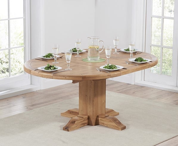 Extending Helmsley Oak Pedestal Dining Table