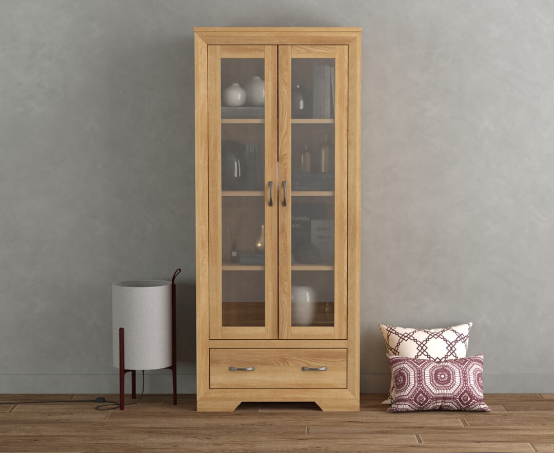 Tilt Solid Oak Glazed Display Cabinet