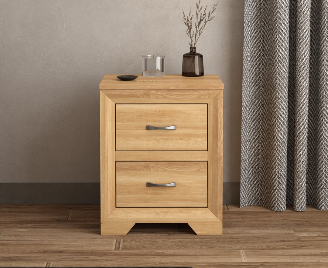 Tilt Solid Oak 2 Drawer Bedside Chest