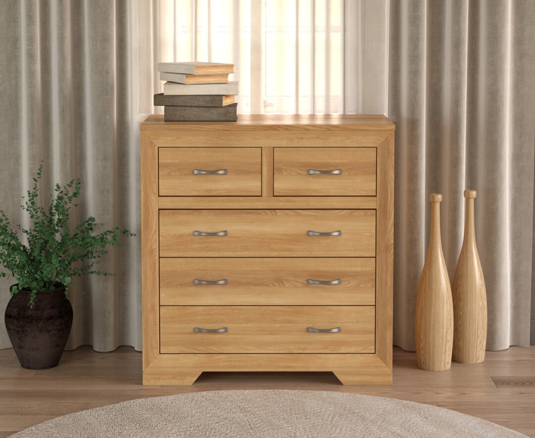 Tilt Solid Oak 2 Over 3 Chest of Drawers