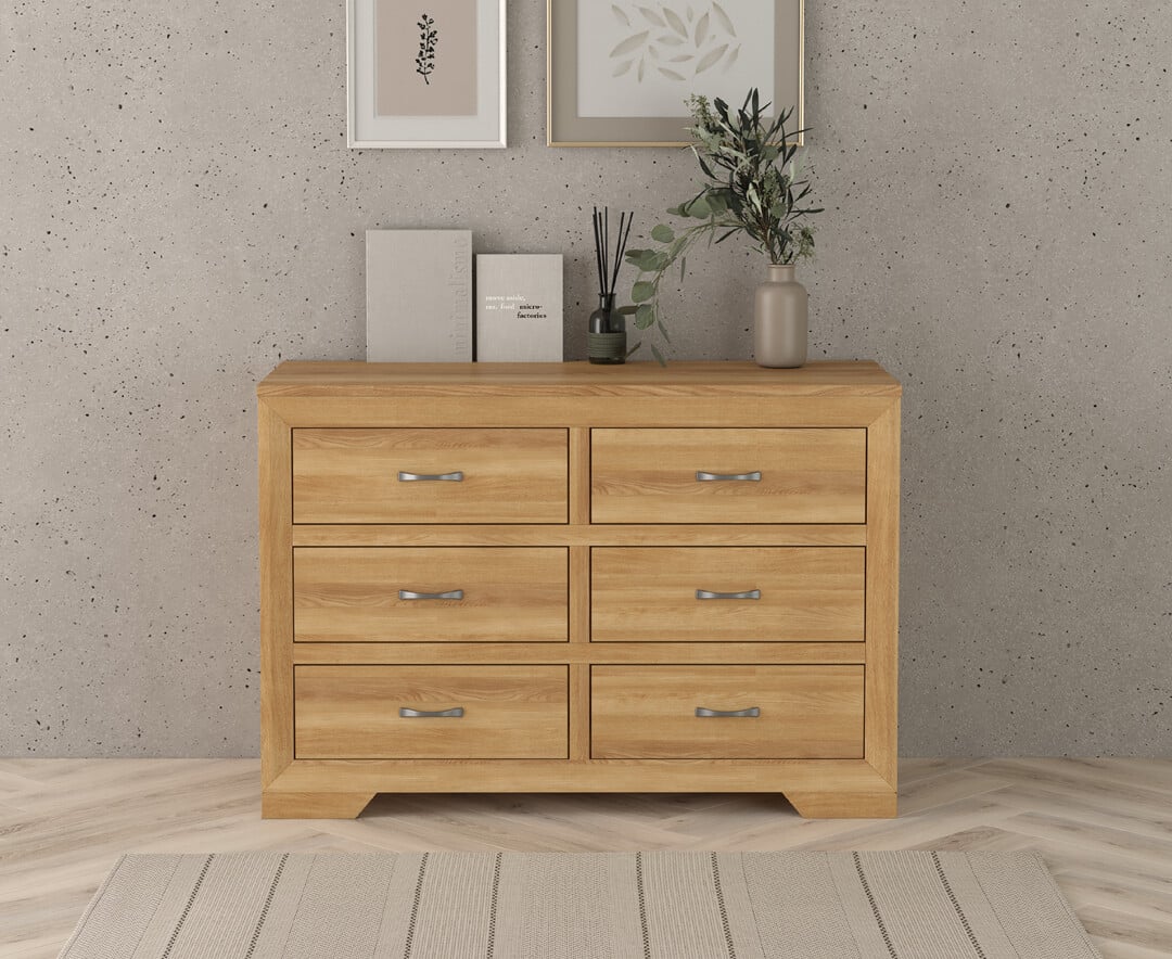 Tilt Solid Oak Wide Chest Of Drawers