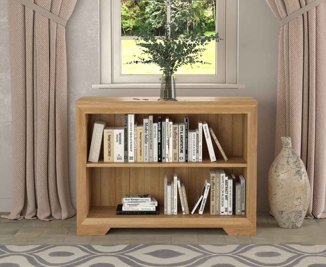 Product photograph of Tilt Solid Oak Small Bookcase from Oak Furniture Superstore