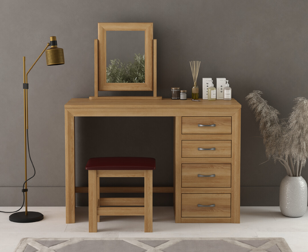 Product photograph of Tilt Solid Oak Dressing Table Set from Oak Furniture Superstore