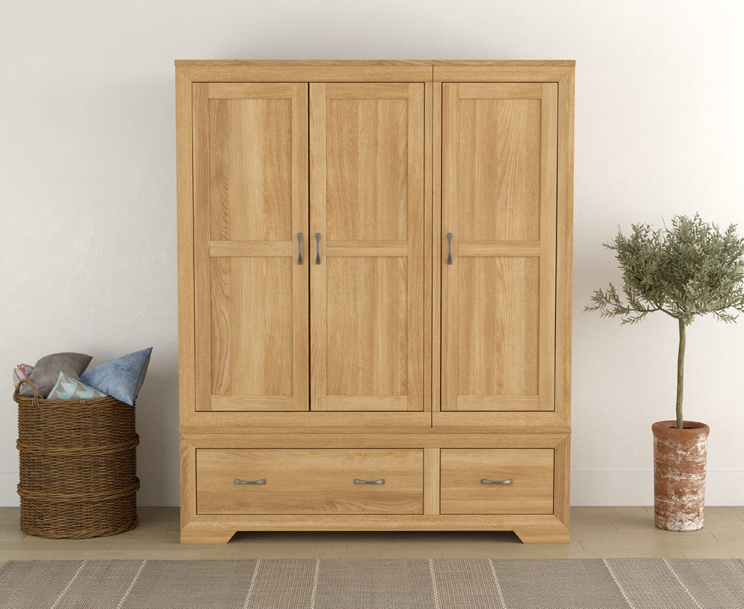 Tilt Solid Oak Triple Wardrobe