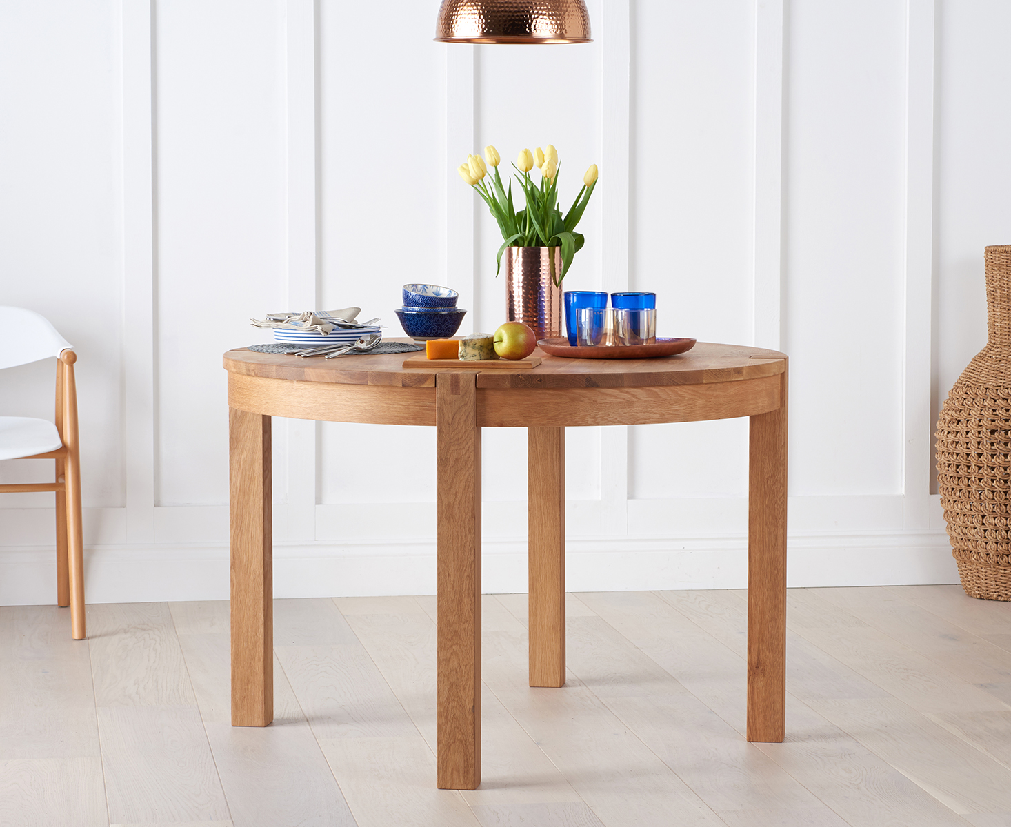 Product photograph of Thetford 110cm Oak Round Dining Table from Oak Furniture Superstore