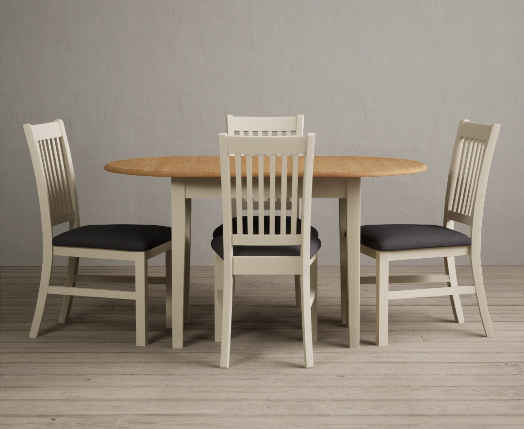 Extending Warwick Oak And Cream Painted Dining Table With 4 Oak Warwick Chairs