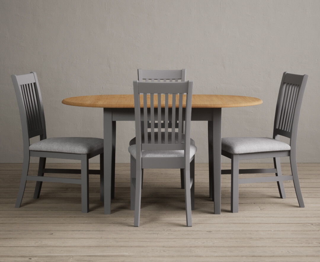 Photo 1 of Warwick oak and light grey painted extending dining table with 4 charcoal grey warwick chairs