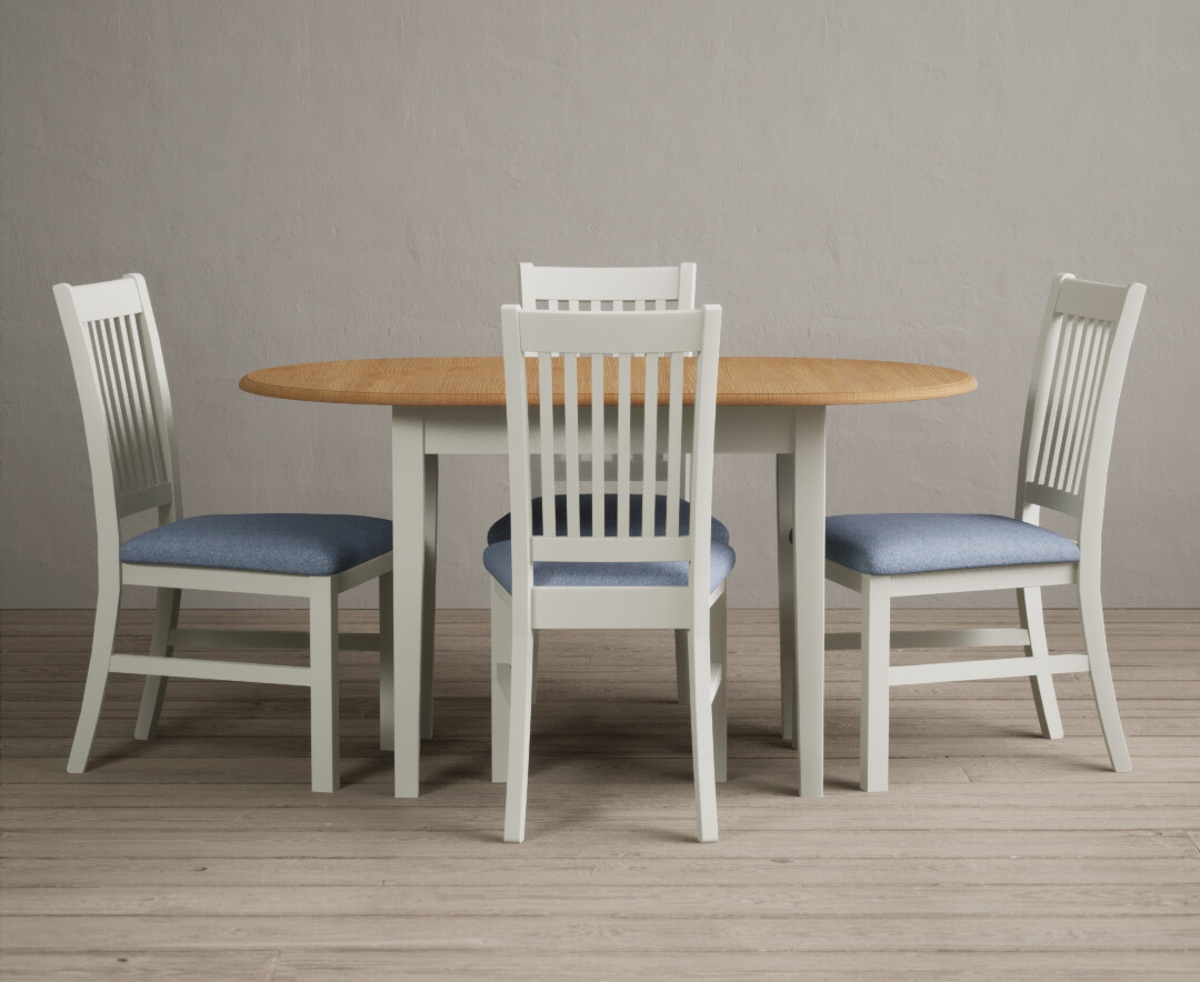 Product photograph of Extending Warwick Oak And Signal White Painted Dining Table With 4 Charcoal Grey Warwick Chairs from Oak Furniture Superstore