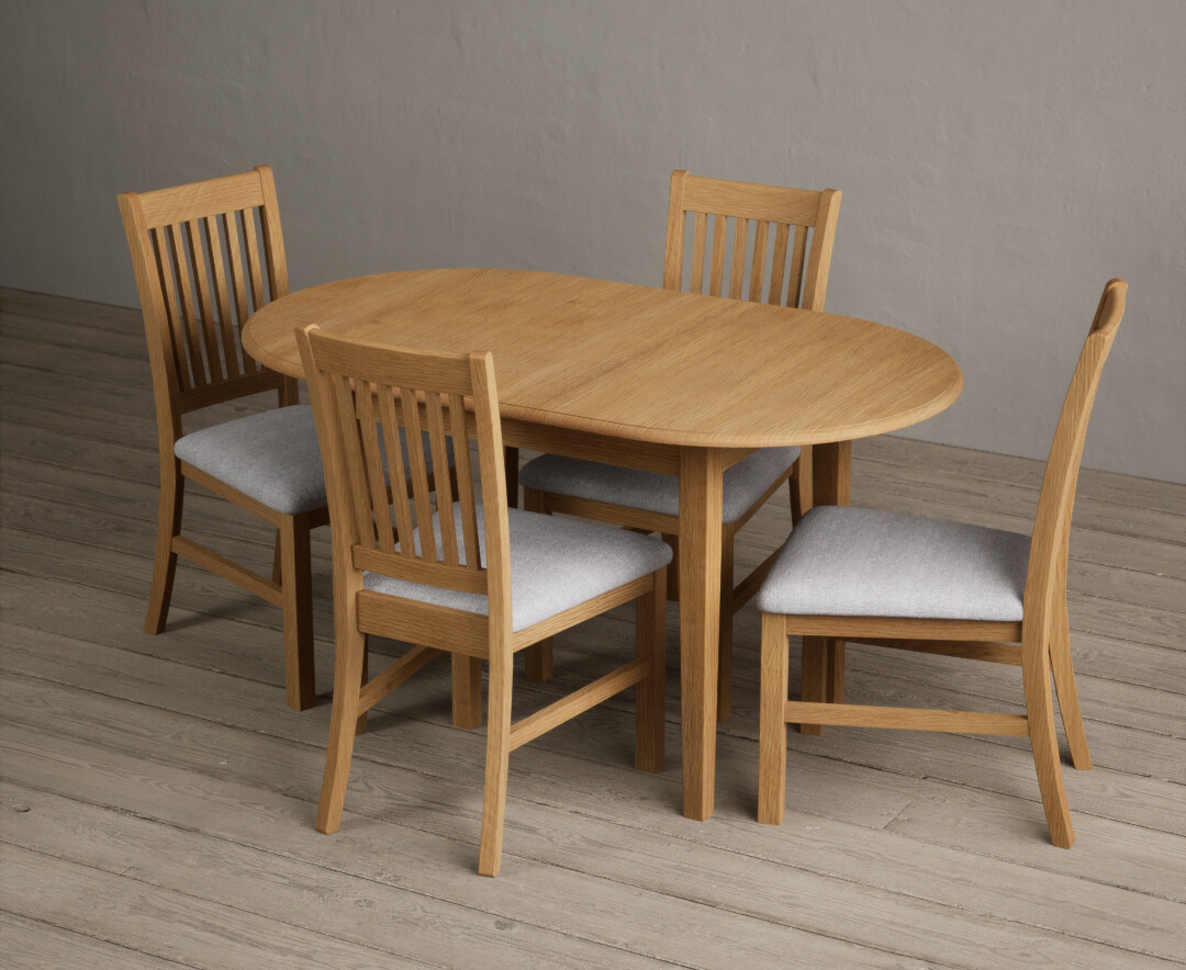 Extending Warwick Solid Oak Dining Table With 4 Charcoal Grey Warwick Chairs