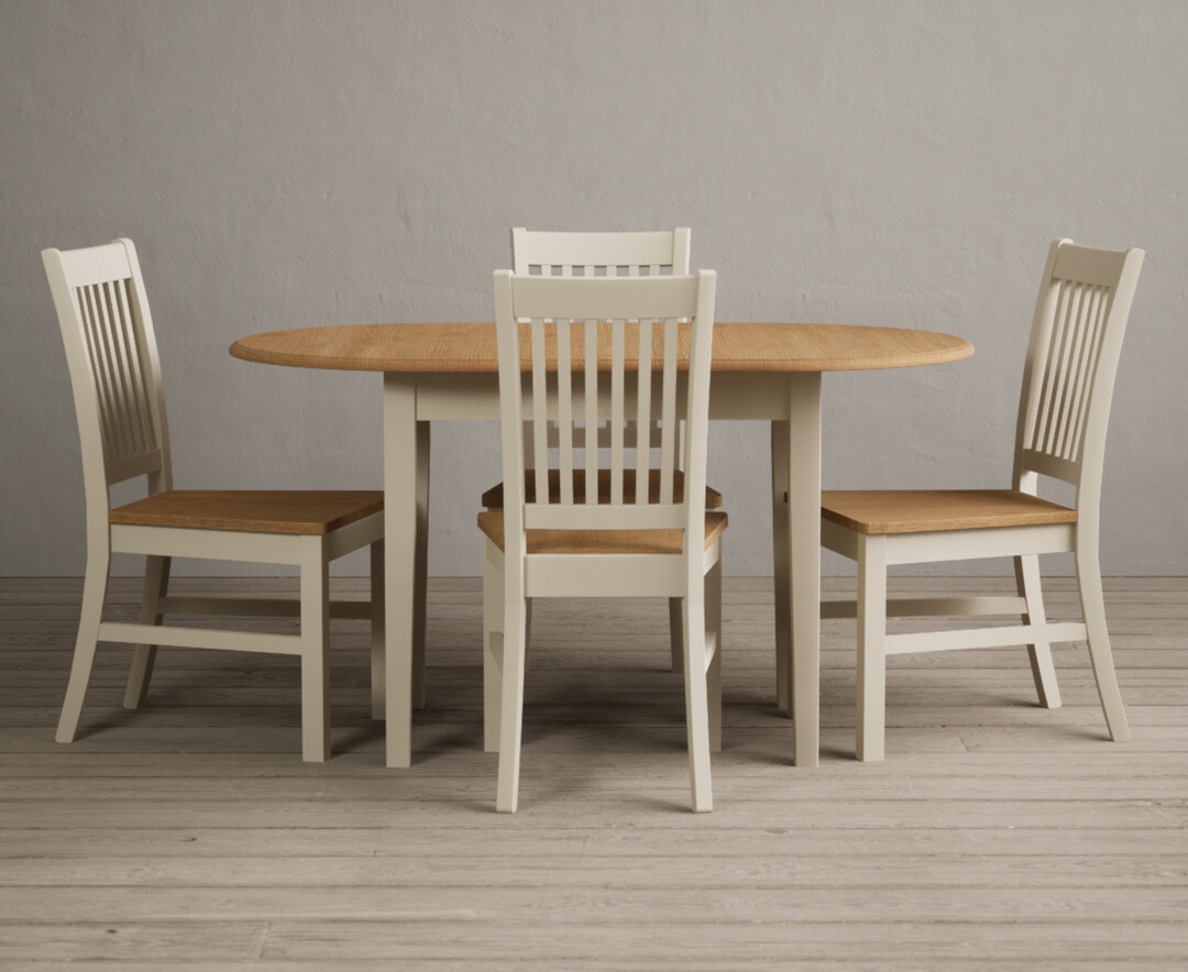 Product photograph of Warwick Oak And Cream Painted Extending Dining Table With 4 Oak Warwick Chairs from Oak Furniture Superstore