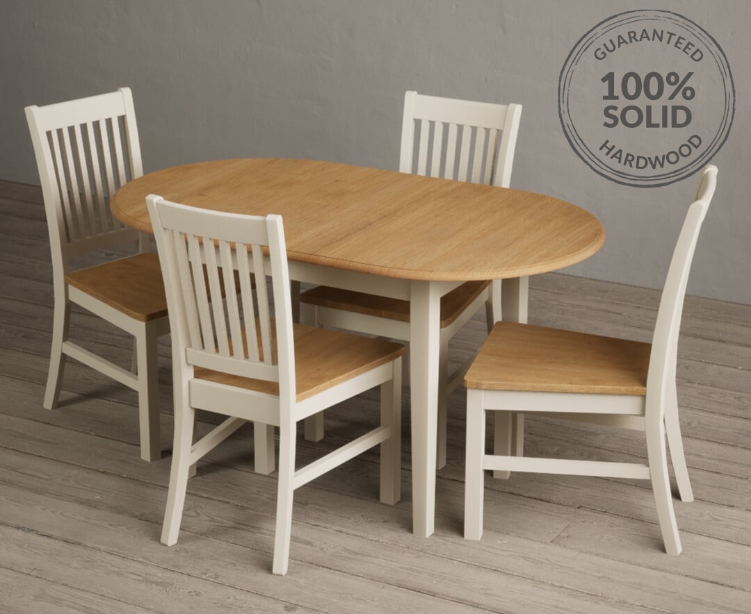 Extending Warwick Oak and Cream Painted Dining Table with Warwick