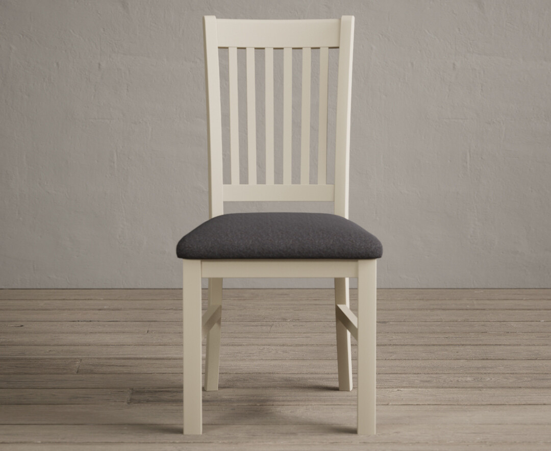 Product photograph of Warwick Cream Dining Chairs With Charcoal Grey Fabric Seat Pad from Oak Furniture Superstore