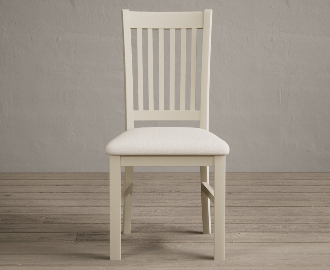 Product photograph of Warwick Cream Dining Chairs With Linen Seat Pad from Oak Furniture Superstore
