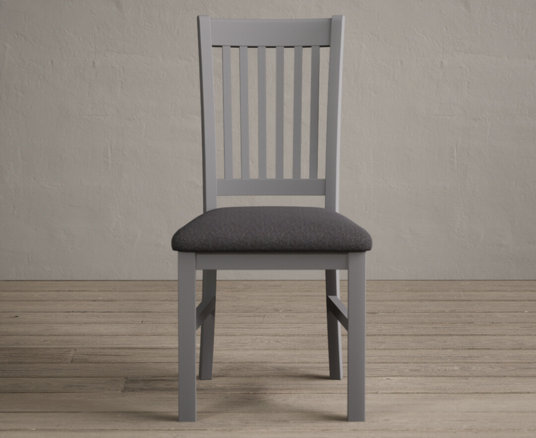 Product photograph of Warwick Light Grey Dining Chairs With Charcoal Grey Fabric Seat Pad from Oak Furniture Superstore