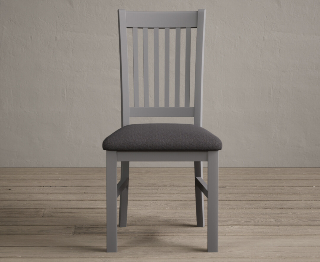 Warwick Light Grey Dining Chairs With Charcoal Grey Fabric Seat Pad