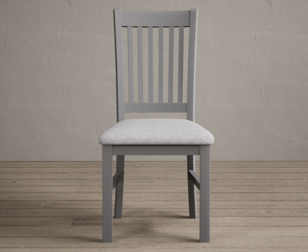 Warwick Light Grey Dining Chairs With Light Grey Fabric Seat Pad