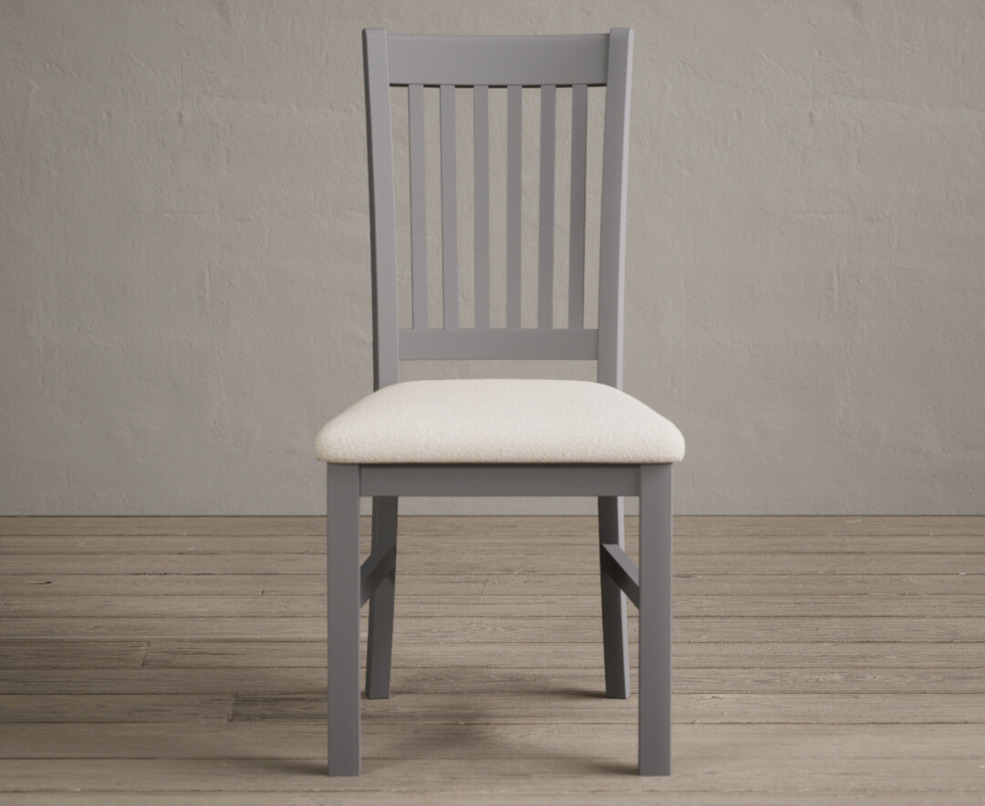 Product photograph of Warwick Light Grey Dining Chairs With Linen Seat Pad from Oak Furniture Superstore