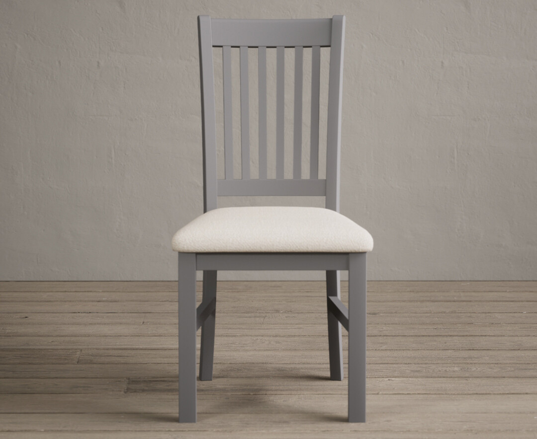 Warwick Light Grey Dining Chairs With Linen Seat Pad