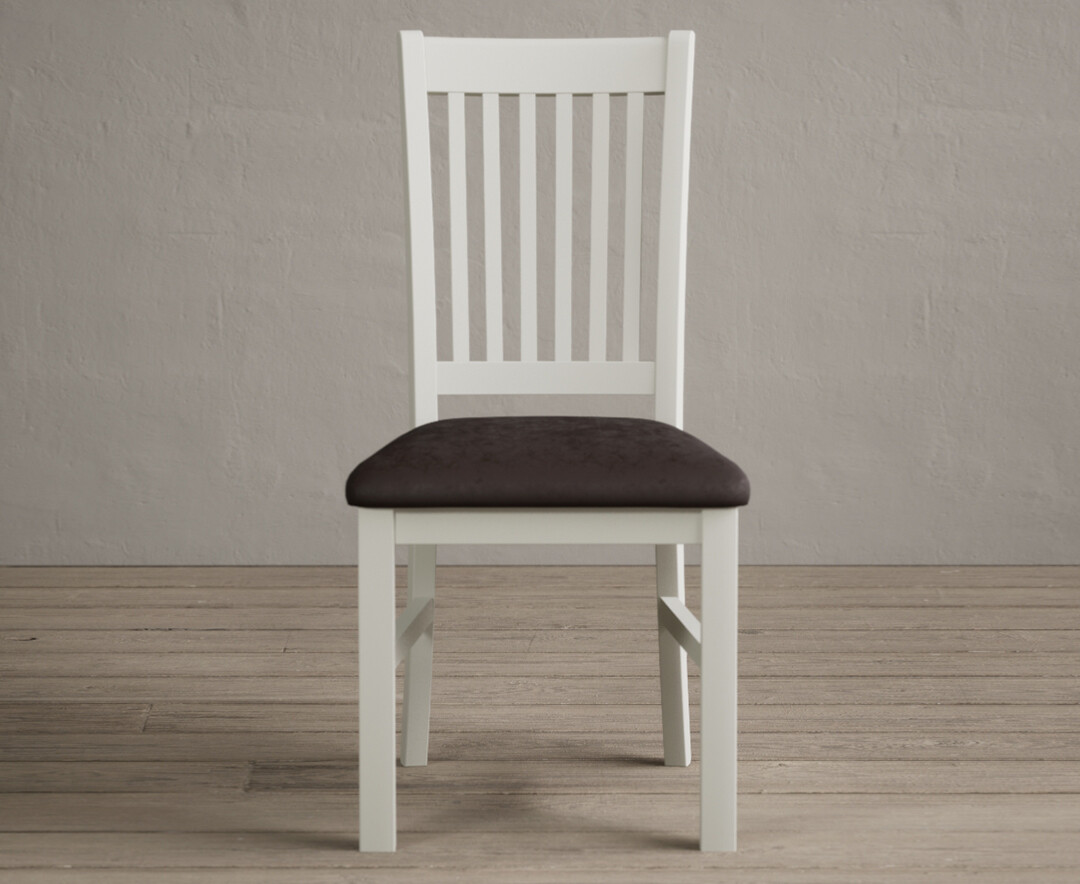 Warwick Signal White Dining Chairs With Chocolate Brown Seat Pad